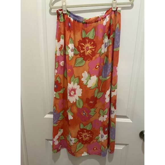 Sigrid Olsen Sport Maxi Skirt Petite 12 Bright Spring Colors Button Zip Closure - Picture 5 of 10